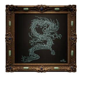 Dragon vert — œuvre de Cyril Lombard — 40 × 40 cm