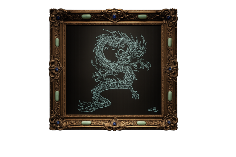 Dragon vert — œuvre de Cyril Lombard — 40 × 40 cm