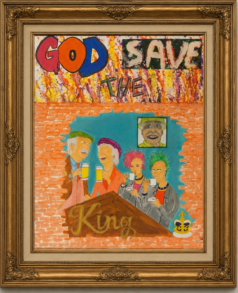 God Save the Queen — œuvre de Cyril Lombard — 54 × 46 cm