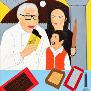 Peinture Méfie-toi de Cyril Lombard, acrylique sur toile, 75 × 55 cm